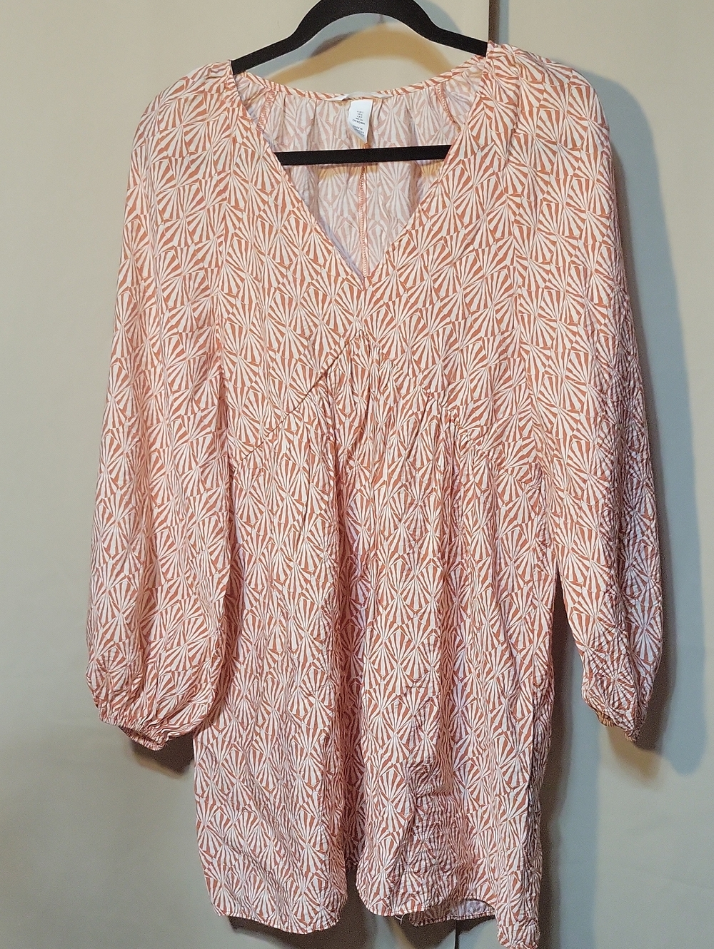 H&M Women’s Orange Patterned V-Neck Tunic Dress